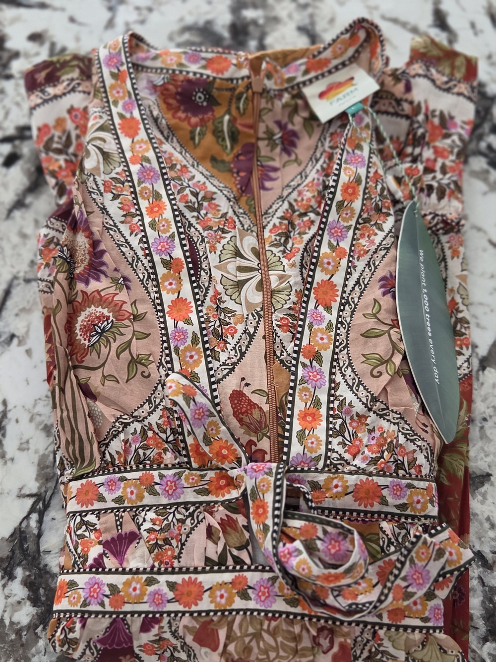 FARM Rio Floral Blouse in Teal, Yellow, Red - Picture 6 of 16